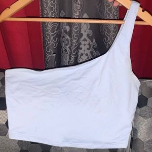 BABY BLUE ONE SHOULDER TOP!
